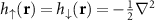$h_{\uparrow}(\textbf{r}) = h_{\downarrow}(\textbf{r}) = -\frac{1}{2}\nabla^2$
