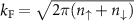 $k_{\textrm{F}} = \sqrt{2\pi (n_{\uparrow}+n_{\downarrow})}$