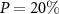 $P = 20\%$