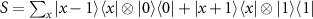 $S = \sum_x\vert x-1\rangle\langle x\vert\otimes\vert 0\rangle\langle 0\vert+\vert x+1\rangle\langle x\vert\otimes\vert 1\rangle\langle 1\vert$