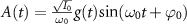 ${A(t) = \frac{\sqrt{I_0}}{\omega_0}g(t)\textrm{sin}(\omega_0 t+\varphi_0)}$