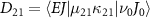 $\mathit{{D_{21}}} = \langle EJ|\mu_{21}\kappa_{21}|\nu_0J_0\rangle$