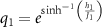 $q_{1} = e^{\sinh^{-1}\left(\frac{h_{1}}{J_{1}}\right)}$