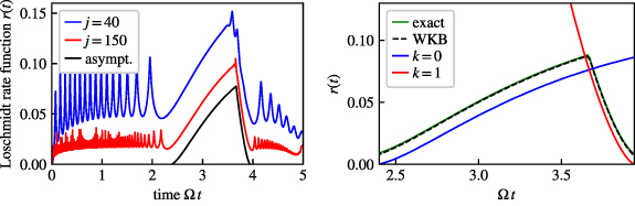 Dynamical phase transitions, caustics, and quantum dark bands