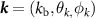 ${\boldsymbol{k}} = ({k_\text{b}},{\theta _{k,}}{\phi _k})$
