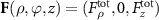 ${\mathbf{F}}(\rho ,\varphi ,z) = (F_\rho ^{{\text{tot}}},0,F_z^{{\text{tot}}})$