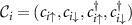 $\mathcal{C}_i = (c_{i\uparrow}, c_{i\downarrow}, c_{i\uparrow}^\dagger, c_{i\downarrow}^\dagger)$
