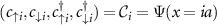 $(c_{\uparrow i}, c_{\downarrow i}, c_{\uparrow i}^\dagger, c_{\downarrow i}^\dagger) = \mathcal{C}_{i} = \Psi(x = ia)$