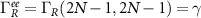 $\Gamma^{ee}_R = \Gamma_R(2N-1,2N-1) = \gamma$