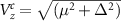 $V_z^c = \sqrt{(\mu^2 + \Delta^2)}$