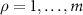 $\rho = 1,\ldots,m$