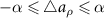$-\alpha\unicode{x2A7D}\bigtriangleup a_\rho\unicode{x2A7D} \alpha$