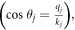 $\left(\cos \,{\theta }_{j}=\tfrac{{q}_{j}}{{k}_{j}}\right),$