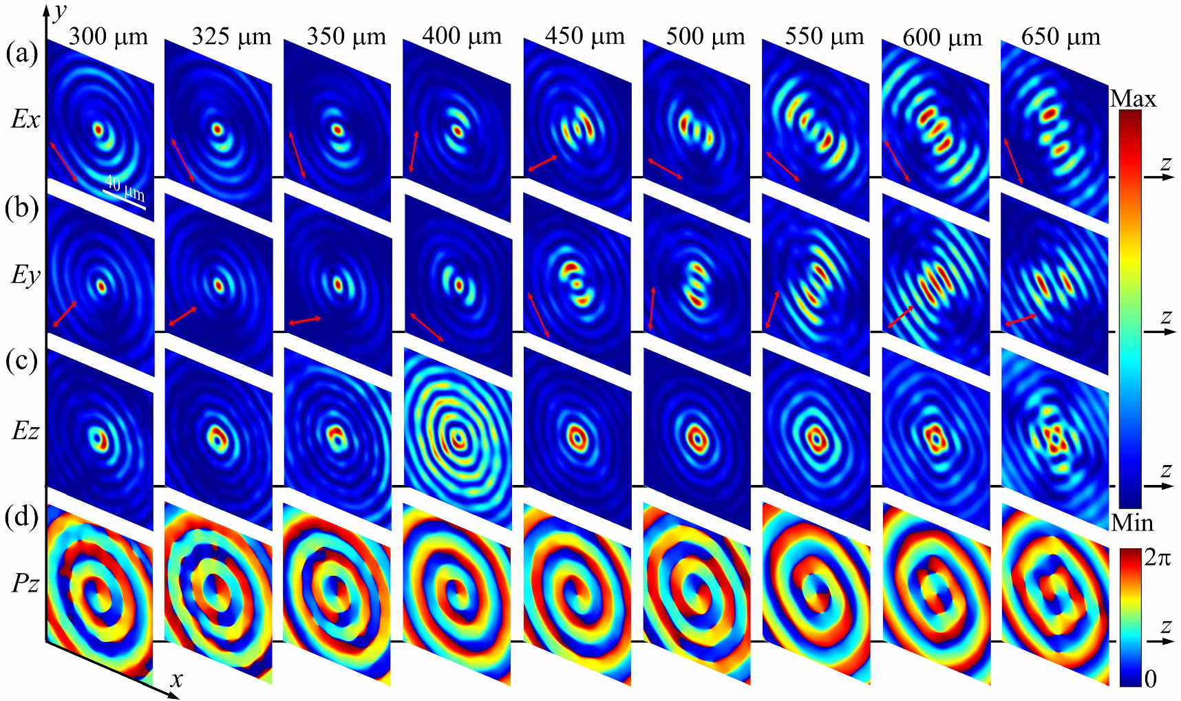 Generation of scalar and vector beams with longitudinally varying ...