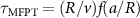 $\tau_\textrm = (R/v) f(a/R)$
