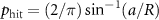 $p_\textrm = (2/\pi) \sin^(a/R)$
