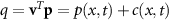 $q = \mathbf^T \mathbf = p(x,t)+c(x,t)$
