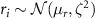 $r_i \sim \mathcal(\mu_r, \zeta^2)$