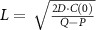 $L = }\sqrt }}} $