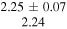 $\begin{array}{c}2.25\pm 0.07\\ 2.24\end{array}$
