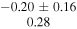 $\begin{array}{c}-0.20\pm 0.16\\ 0.28\end{array}$
