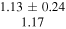 $\begin{array}{c}1.13\pm 0.24\\ 1.17\end{array}$