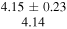 $\begin{array}{c}4.15\pm 0.23\\ 4.14\end{array}$
