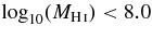 $\log _{10}(M_{{\rm H\,\mathsc{i}}})<8.0$