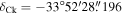 ${\delta }_{\mathrm{Ck}}=-33^\circ 52^{\prime} 28\buildrel{\prime\prime}\over{.} 196$