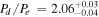 ${P}_{d}/{P}_{e}\,={2.06}_{-0.04}^{+0.03}$
