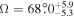 ${\rm{\Omega }}=68\buildrel{\circ}\over{.} {0}_{-5.3}^{+5.9}$