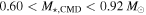 $0.60\lt {M}_{\star ,\mathrm{CMD}}\lt 0.92\,{M}_{\odot }$