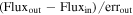 $({\mathrm{Flux}}_{\mathrm{out}}-{\mathrm{Flux}}_{\mathrm{in}})/{\mathrm{err}}_{\mathrm{out}}$