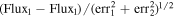${({\mathrm{Flux}}_{1}-{\mathrm{Flux}}_{1})/({\mathrm{err}}_{1}^{2}+{\mathrm{err}}_{2}^{2})}^{1/2}$