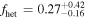 ${f}_{\mathrm{het}}={0.27}_{-0.16}^{+0.42}$