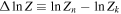 ${\rm{\Delta }}\mathrm{ln}Z\equiv \mathrm{ln}{Z}_{n}-\mathrm{ln}{Z}_{k}$