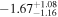 $-{1.67}_{-1.16}^{+1.08}$