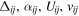${{\rm{\Delta }}}_{{ij}},{\alpha }_{{ij}},{U}_{{ij}},{v}_{{ij}}$