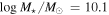 $\mathrm{log}\,{M}_{\star }/{M}_{\odot }\,=10.1$