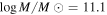 $\mathrm{log}M/M\odot =11.1$