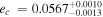 ${e}_{c}\,={0.0567}_{-0.0013}^{+0.0010}$