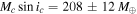 ${M}_{c}\sin {i}_{c}=208\pm 12\,{M}_{\oplus }$