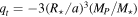 ${q}_{t}=-3{({R}_{\star }/a)}^{3}({M}_{P}/{M}_{\star })$