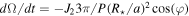 $d{\rm{\Omega }}/{dt}=-{J}_{2}3\pi /P{({R}_{\star }/a)}^{2}\cos (\varphi )$