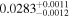 ${0.0283}_{-0.0012}^{+0.0011}$