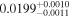 ${0.0199}_{-0.0011}^{+0.0010}$