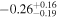 $-{0.26}_{-0.19}^{+0.16}$