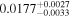 ${0.0177}_{-0.0033}^{+0.0027}$