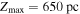 ${Z}_{\max }=650\,\mathrm{pc}$
