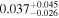 ${0.037}_{-0.026}^{+0.045}$